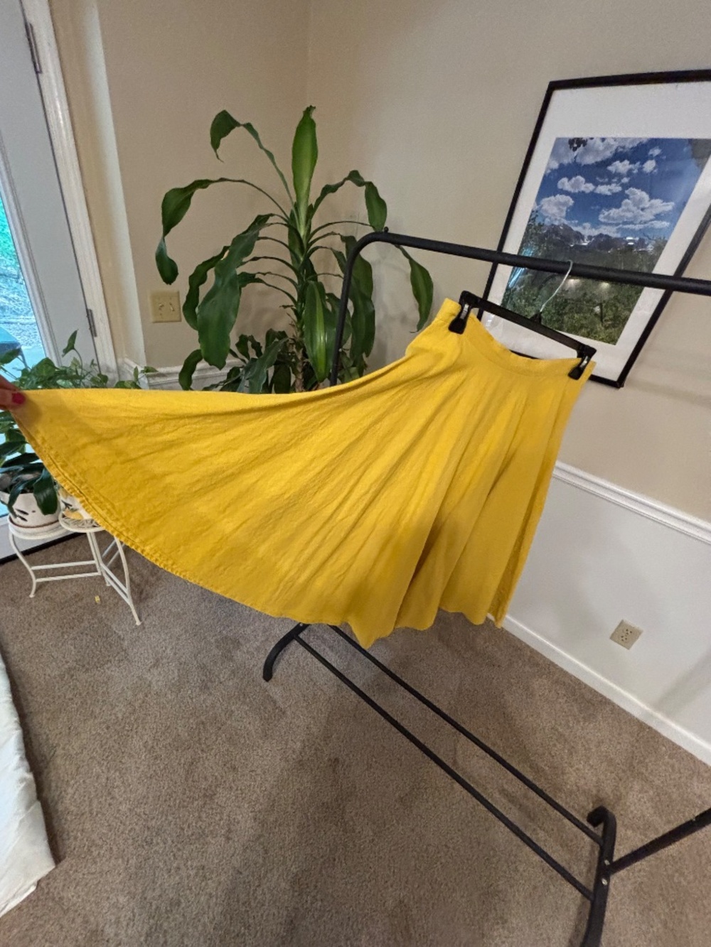 Linen Handmade Studio 100% Linen Yellow Full Circle Skirt, EUC, Size 6 - Picture 2 of 7